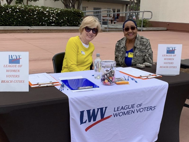 It was a great day for Jeanne and Arnette in the quad at Redondo Union High School passing out Voter Registration cards to students! 
